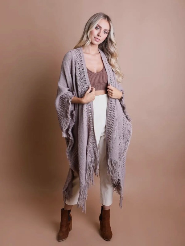 Frayed Border Bohemian Ruana